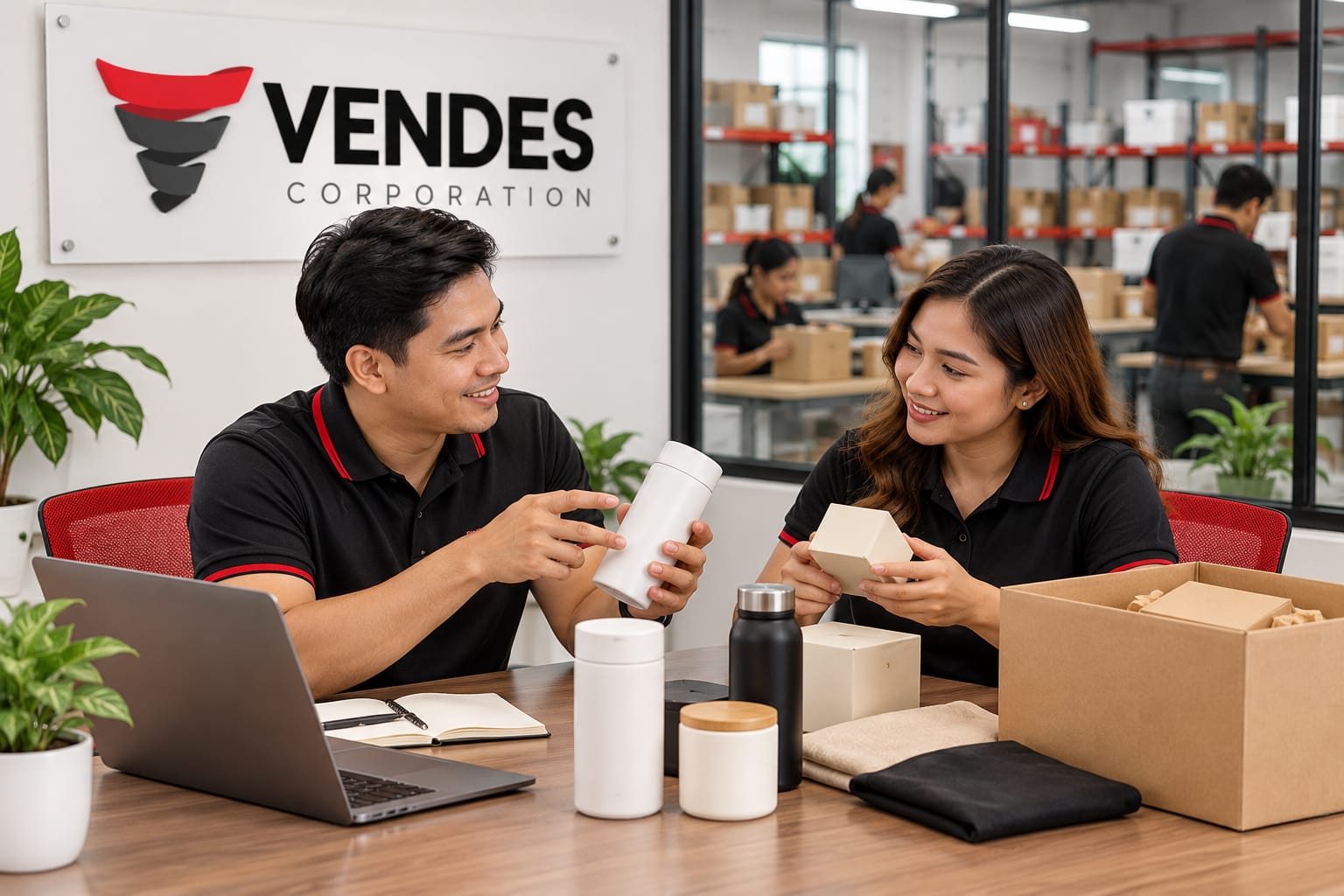 A VENDES consultation with a client reviewing product samples