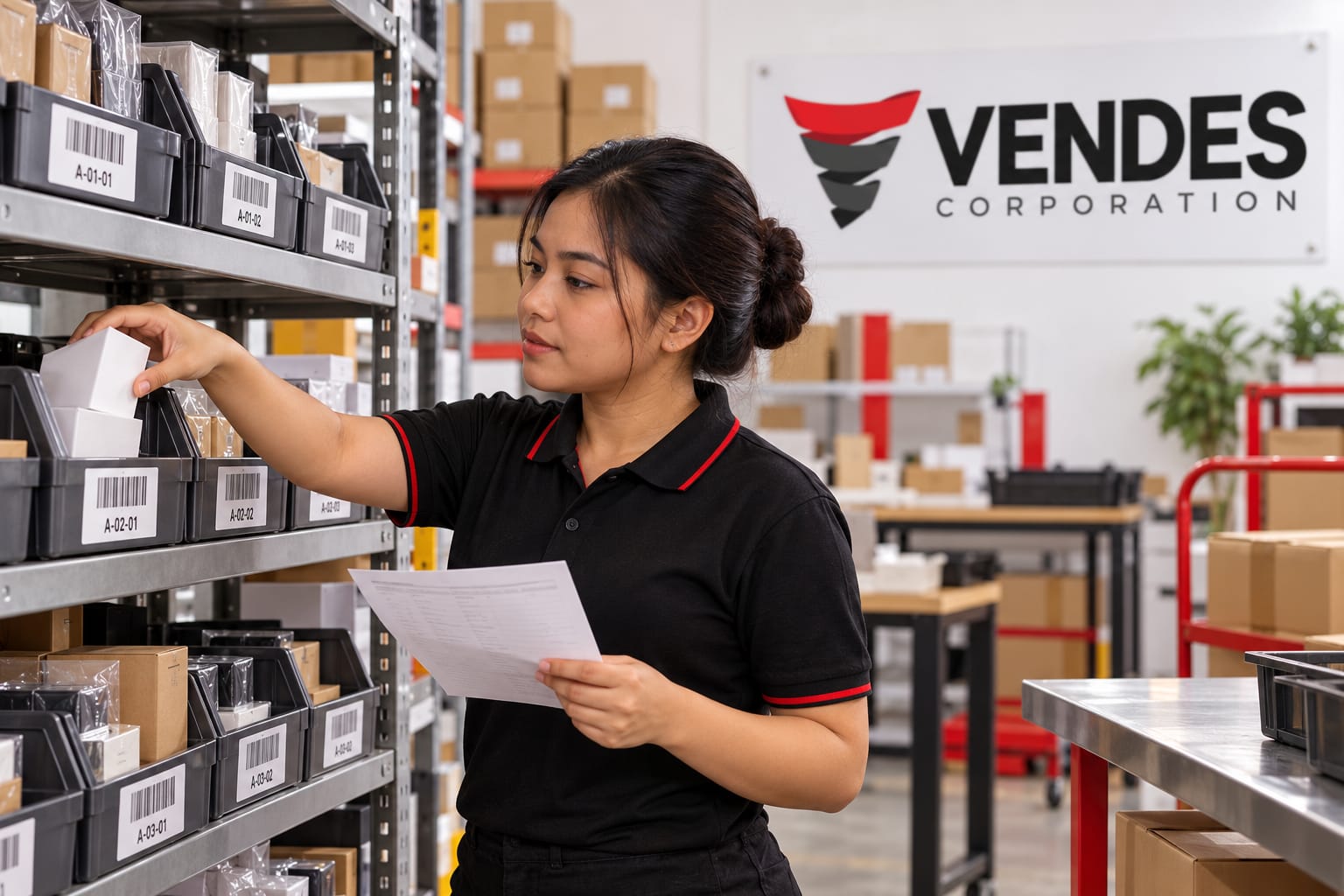 VENDES staff picking labeled inventory